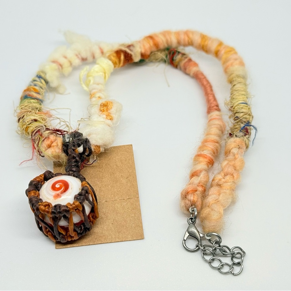 Handcrafted Multicolor Necklace with Swirl Pendant